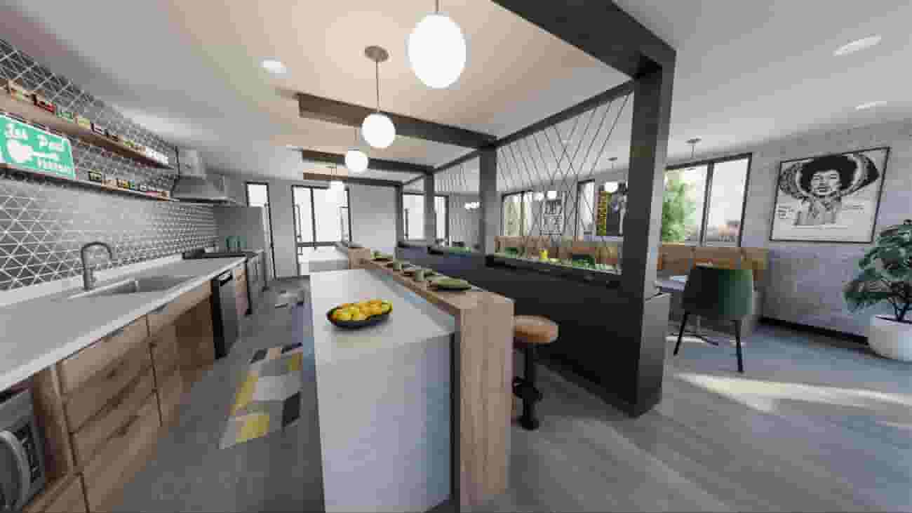 Host some friends or make new ones in the Sky Lounge with Demo Kitchen